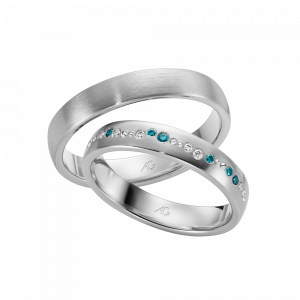 Gerstner Trauringe Weißgold türkis bei Juwelier Spinner