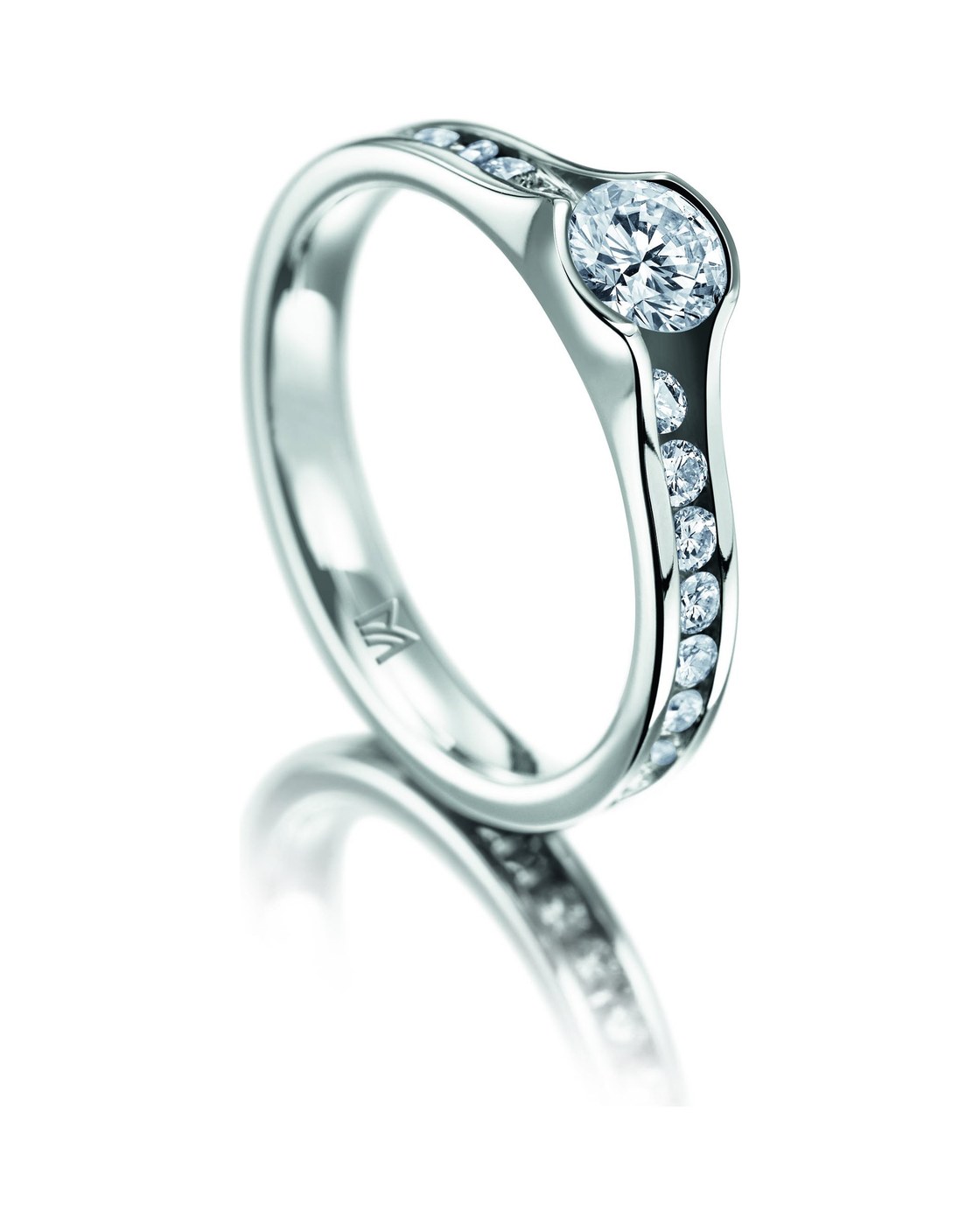 MEISTER Verlobungsring mit Diamant und Brillantbesatz