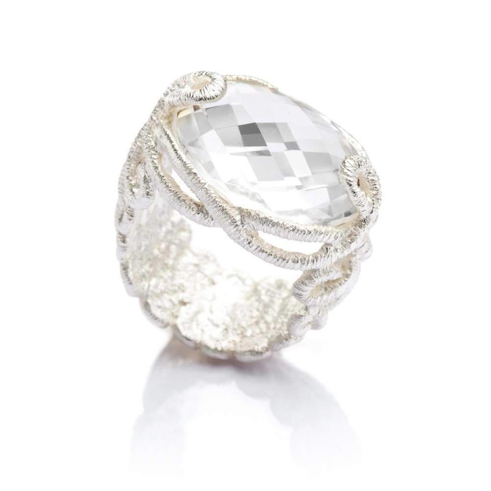 Ring Undine in Silber mit Bergkristall
