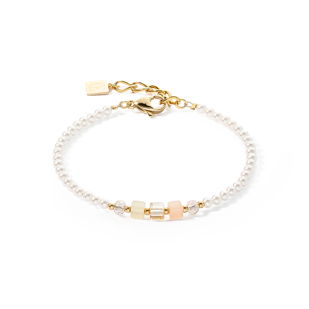 Armband Princess pearls & Cubes gold-beige