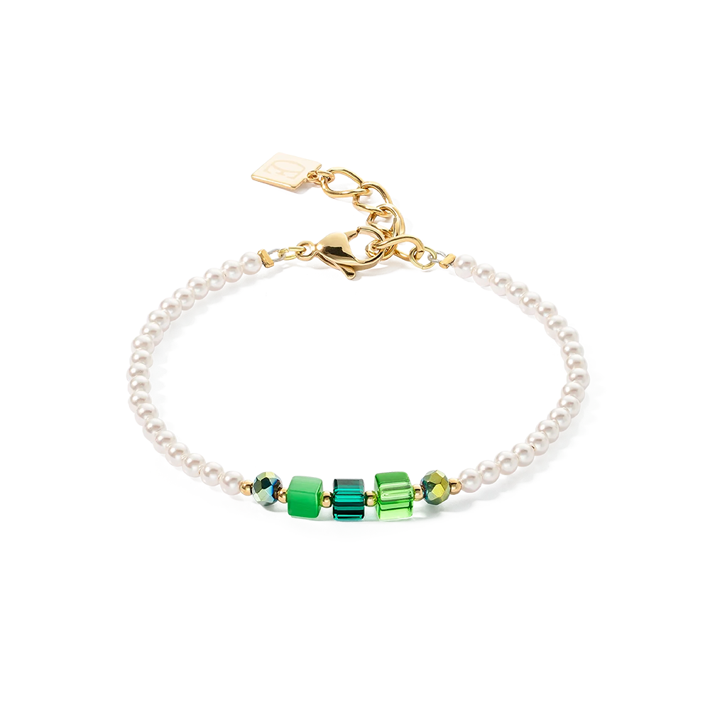 Armband Princess Pearls & Cubes gold-grün