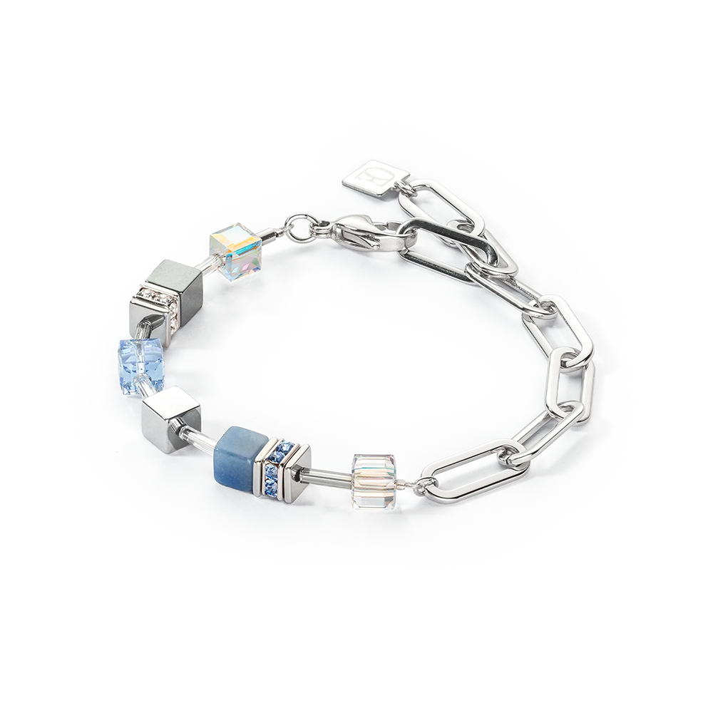 GeoCUBE® Fusion Chain Armband silber-blau