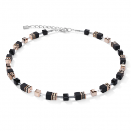 GeoCUBE® Halskette Onyx schwarz-roségold