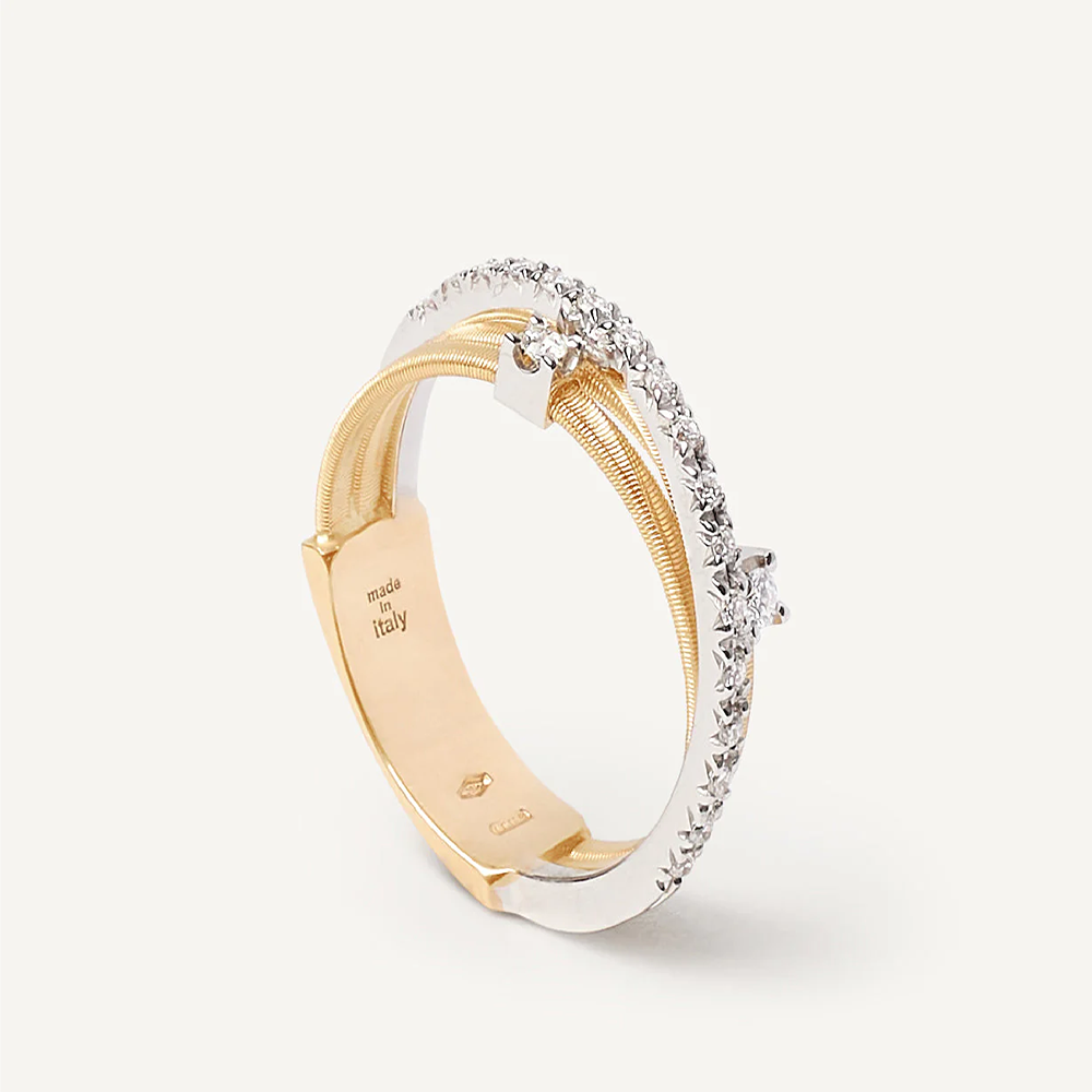 Goa Dreireihiger Ring aus Gold mit Diamanten