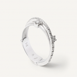 Goa Dreireihiger Ring aus Weißgold mit Diamanten