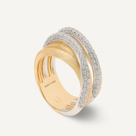 Jaipur Link New Fünfreihiger Ring aus Gold mit doppeltem Diamantband