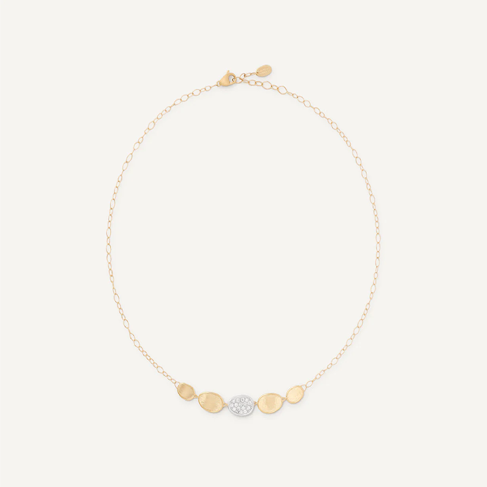 Lunaria Halskette aus Gold mit Diamanten und verstellbarer Kette, mini