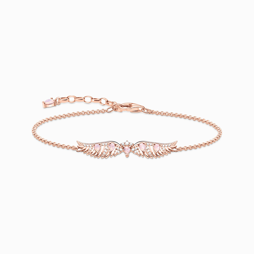 Armband Phönix-Flügel mit rosa Steinen roségold