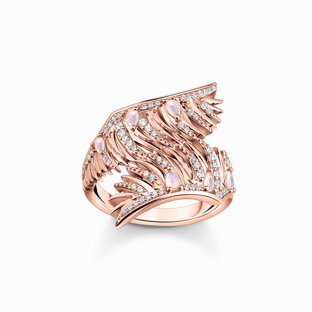 Ring Phönix-Flügel mit rosa Steinen roségold
