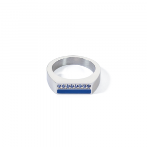 Coeur de Lion Ring Square Stripes silber-blau 013340071752 bei Juwelier Spinner