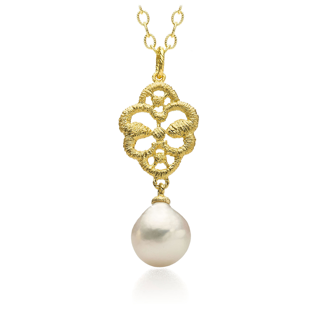 Anhänger Marrakesh Pearl mit Barockperle in vergoldetem Silber