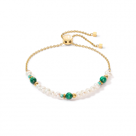 Armband Harmony Süßwasserperlen & Malachit gold
