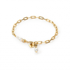Armband Modern Chain & Süßwasserperlen Charms gold