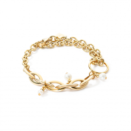 Armband Y Navette Süßwasserperlen gold