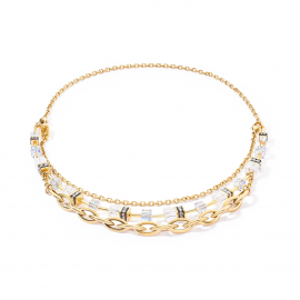 GeoCUBE® Festive Layer Halskette gold-weiß