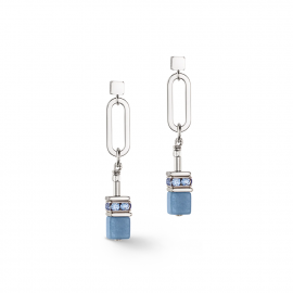 GeoCUBE® Fusion Chain Ohrringe silber-blau