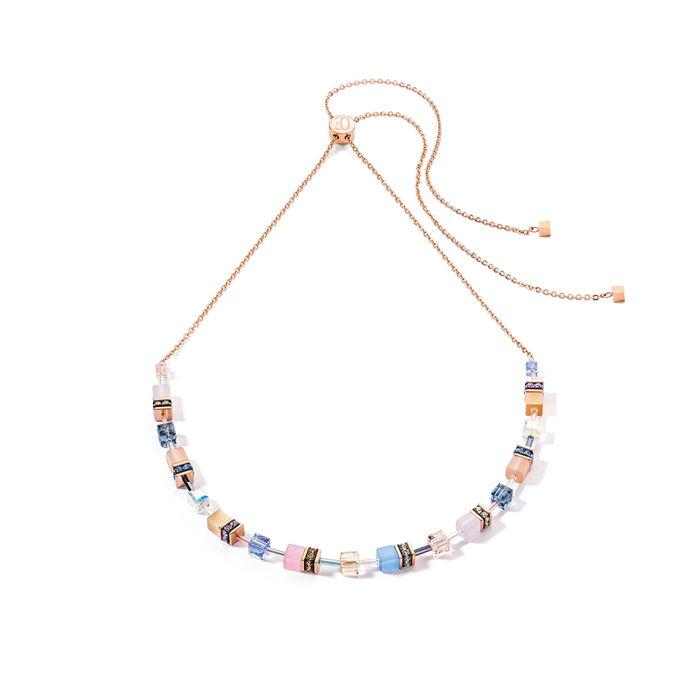 GeoCUBE® Iconic Chain Halskette hellblau-rosa