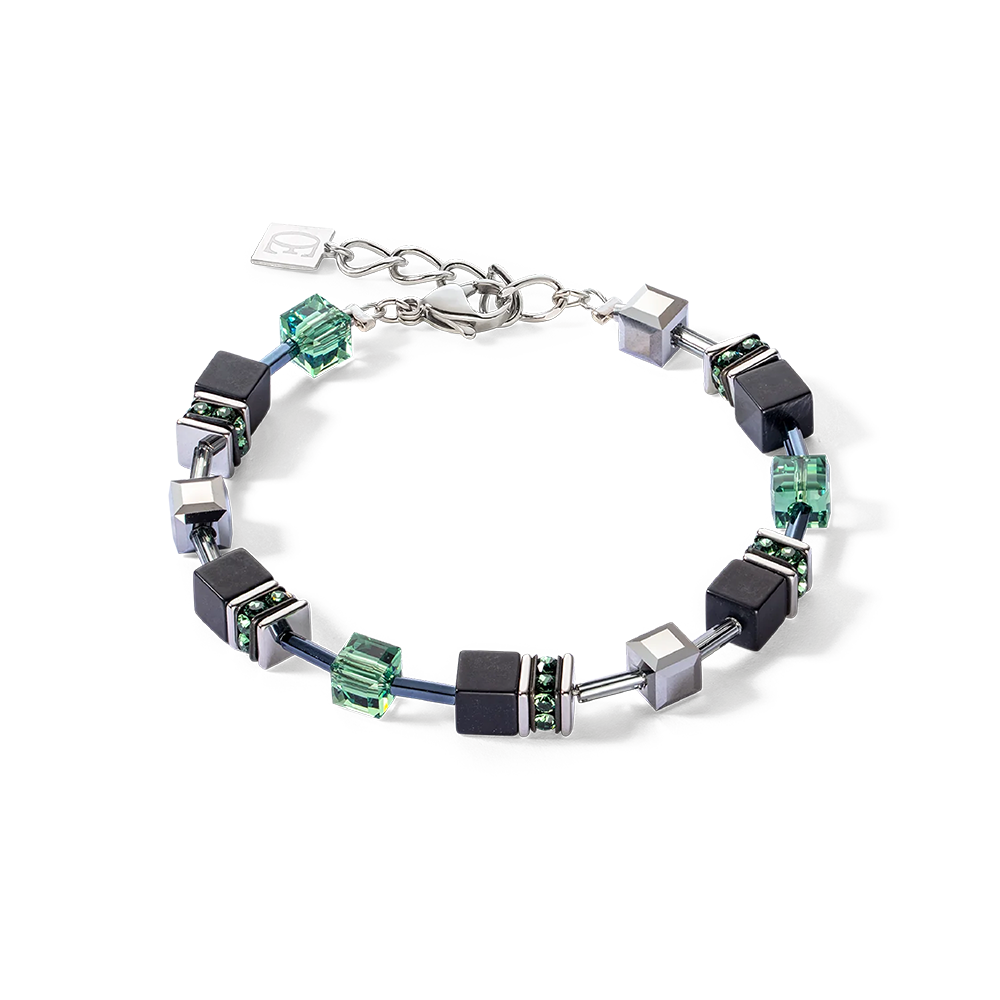 GeoCUBE® Iconic Precious Onyx Armband silber-salbeigrün