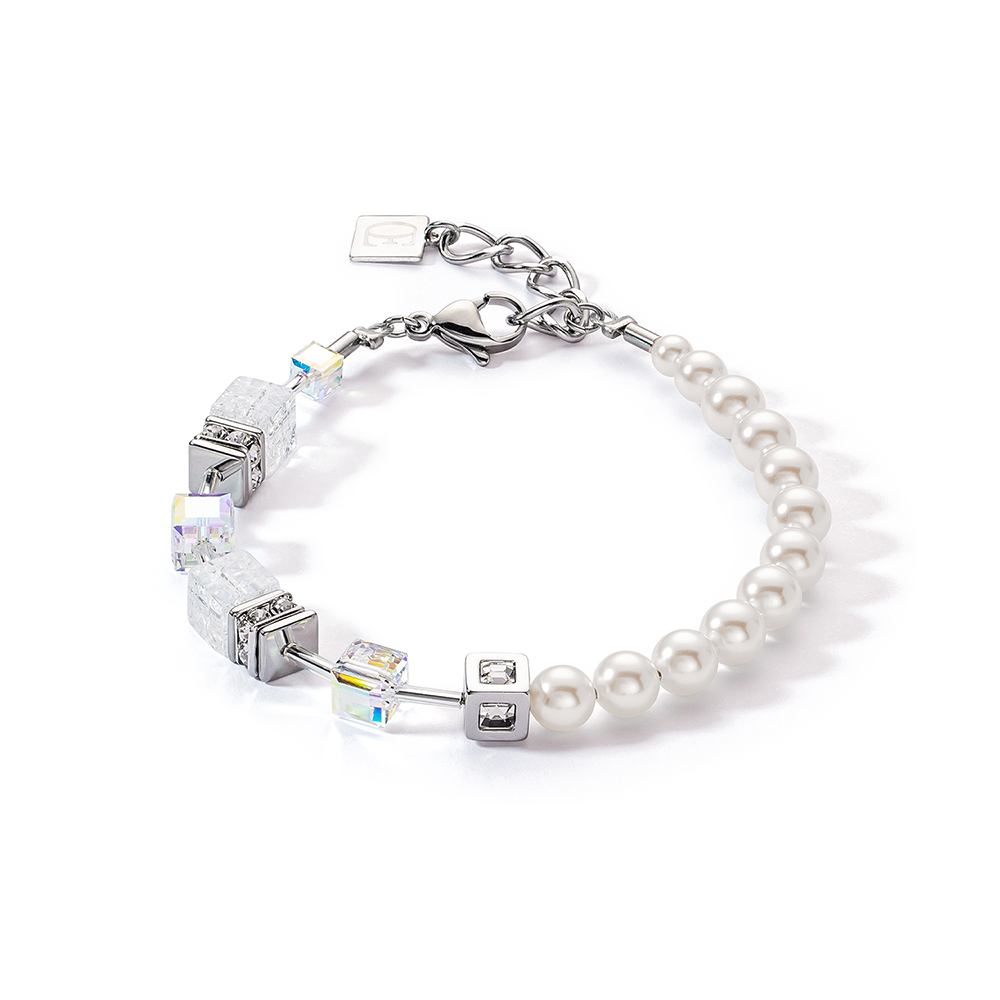 GeoCUBE® Precious Fusion Pearls Armband weiß