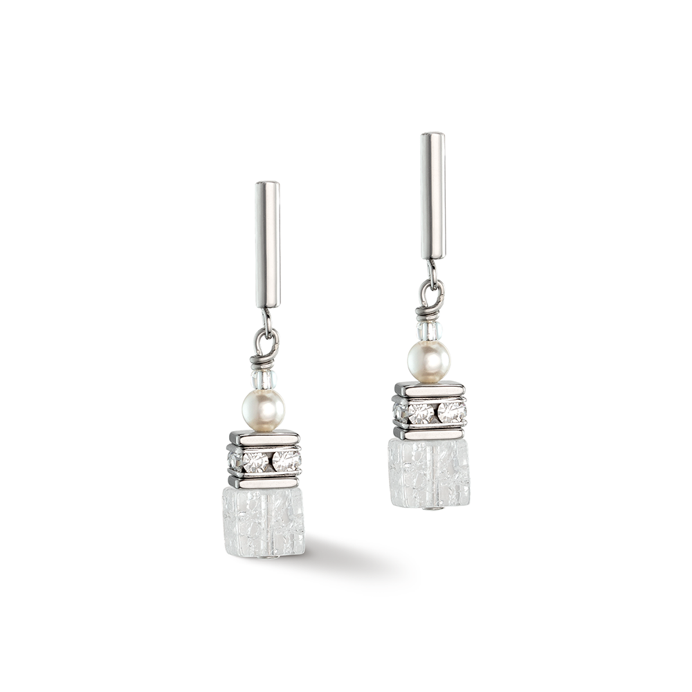 GeoCUBE® Precious Fusion Pearls Ohrringe weiß