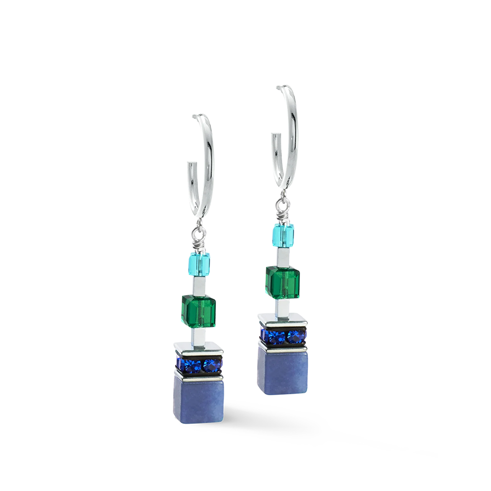GeoCUBE® Precious Statement Ohrringe silber-ocean