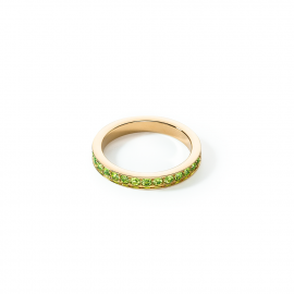 Ring Edelstahl & Kristalle slim gold grün