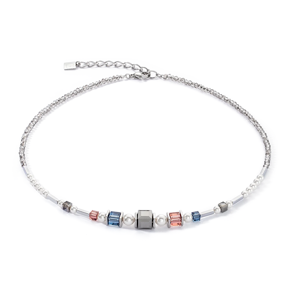 Vintage Pearl Mix Halskette silber-grau
