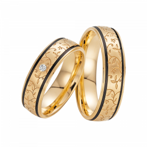 Fischer Carbon küsst Gold Trauringe 23-01320-060 bei Juwelier Spinner