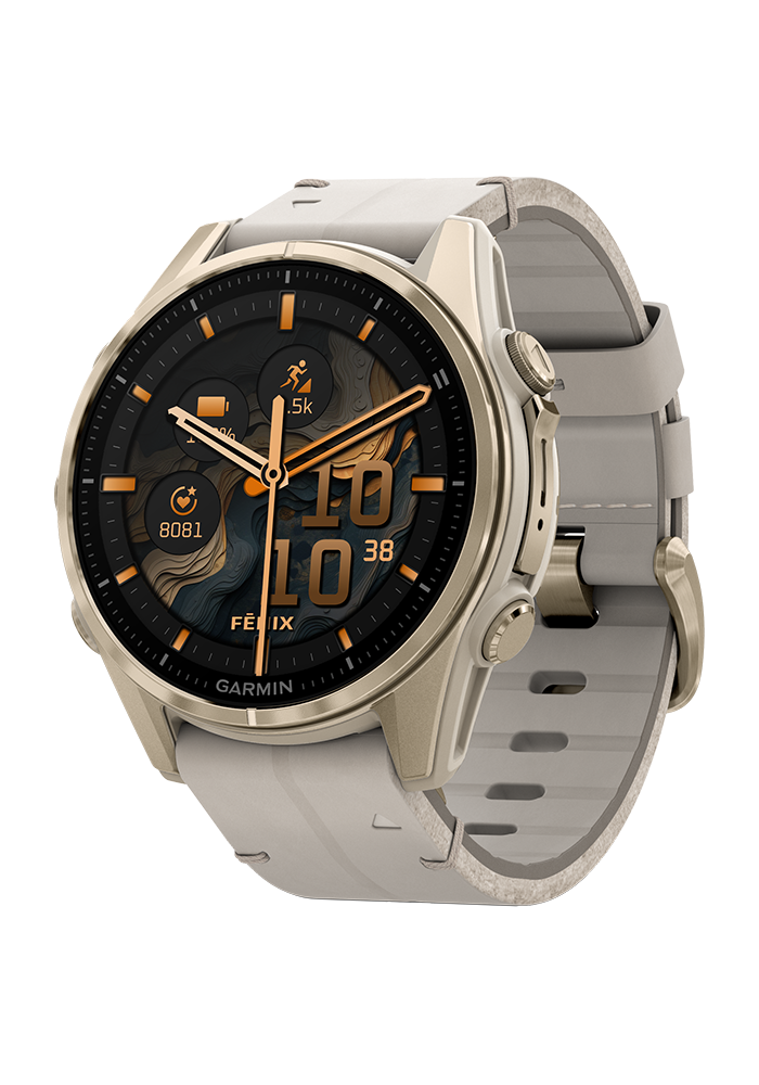 fēnix® 8 – 43 mm AMOLED Nebelgrau/Softgold