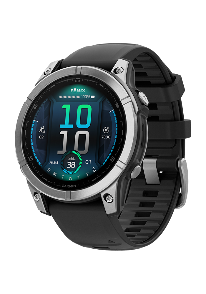 fēnix® E – 47 mm AMOLED Schwarz/Silber