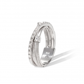 Goa Dreireihiger Ring aus Weißgold mit Diamanten