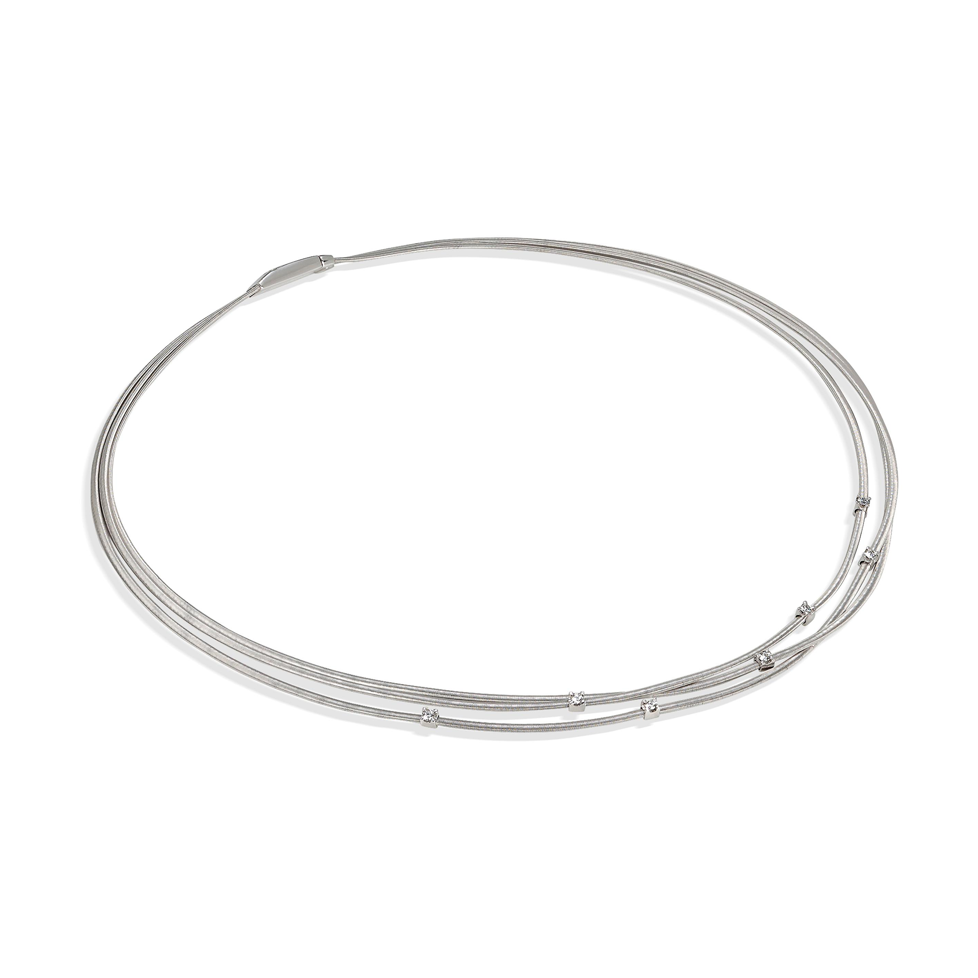 Goa Mehrreihige Halskette aus Weißgold mit Diamanten