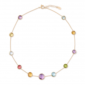 Jaipur Colour Collier aus Gold mit bunten Edelsteinen und verstellbarer Kette