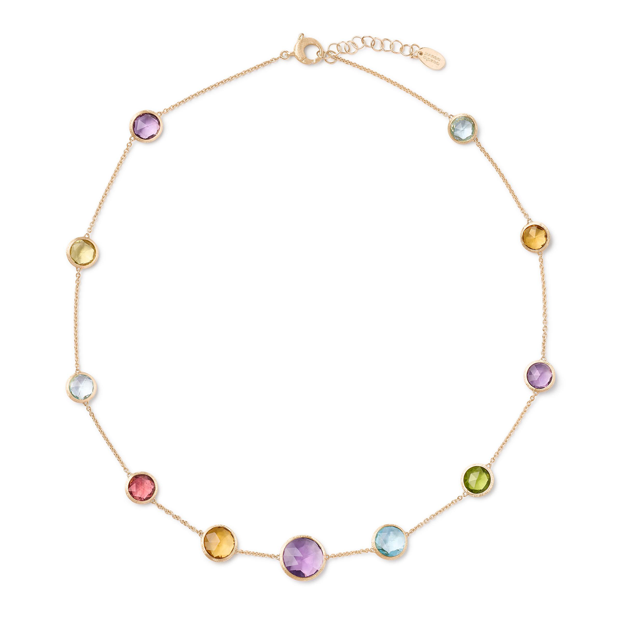 Jaipur Colour Collier aus Gold mit bunten Edelsteinen und verstellbarer Kette