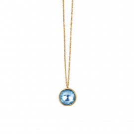 Jaipur Halskette mit Anhänger aus Gelbgold mit Sky-Blue Topas