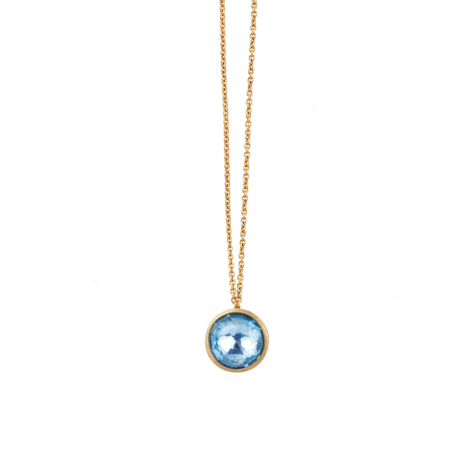 Jaipur Halskette mit Anhänger aus Gelbgold mit Sky-Blue Topas