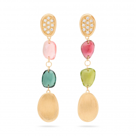 Lunaria Color 18K Gelbgold Turmalin Mix Ohrhänger mit Diamanten