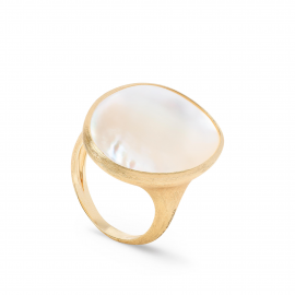 Lunaria Cocktailring aus Gold mit weißem Perlmutt