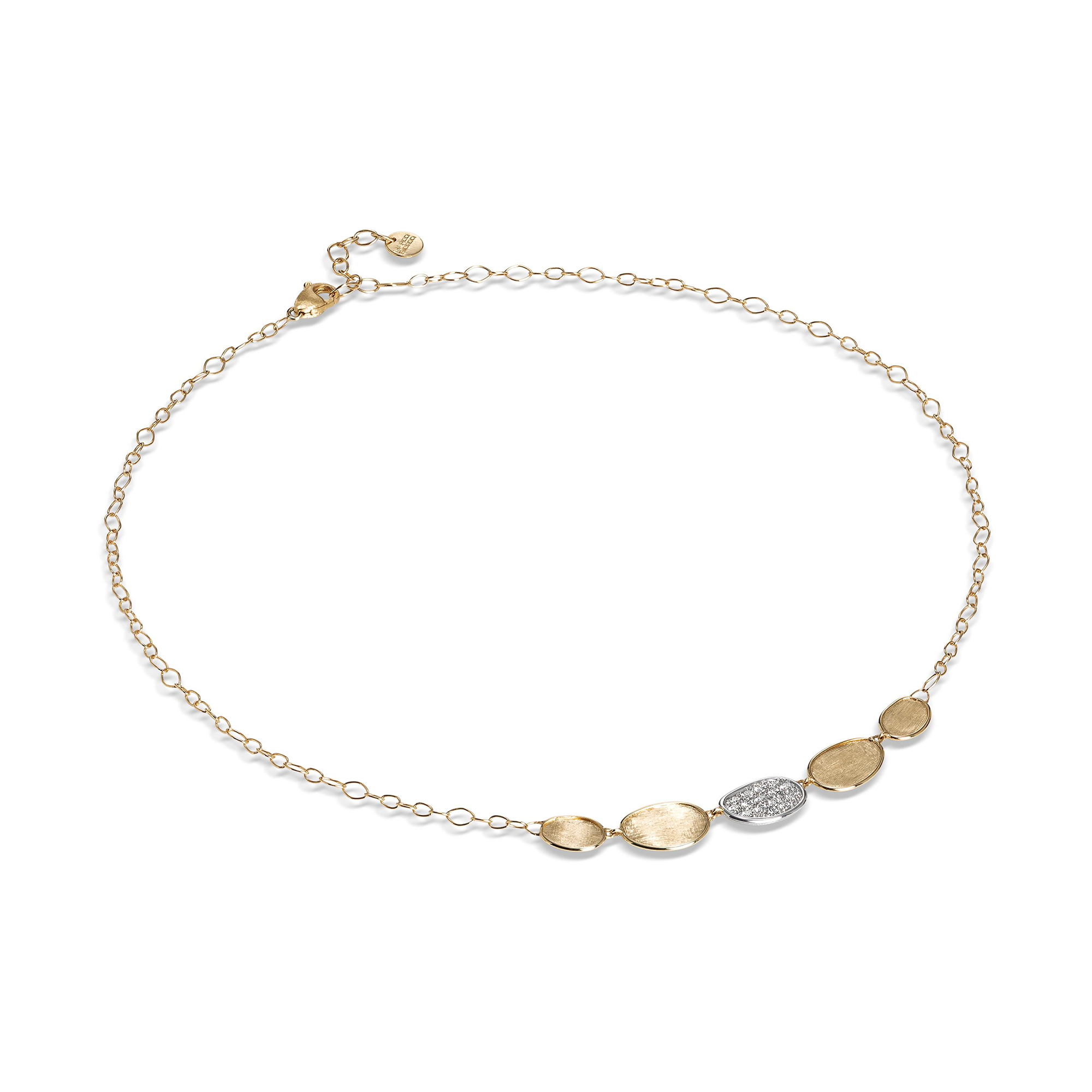 Lunaria Halskette aus Gold mit Diamanten und verstellbarer Kette, mini