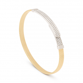 Masai Armreif aus Gelbgold mit Diamantpavé in schmaler Version