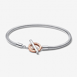 Pandora Signature Bicolor Logo T-Verschluss Schlangen-Gliederarmband