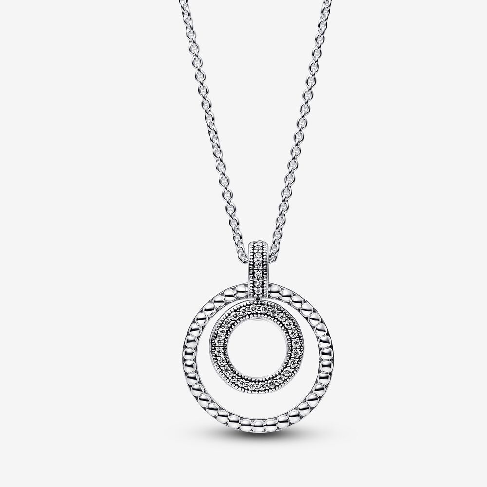 Pandora Signature Pavé & Perlen Anhänger & Halskette