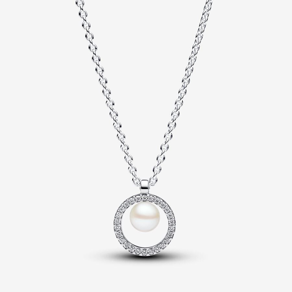 Behandelte Süßwasserzuchtperle & Pavé Collier-Halskette