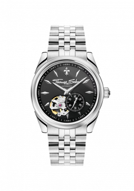 Automatikuhr mit 36 mm und Lilienemblem silberfarben