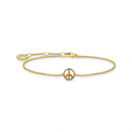 Armband Peace mit bunten Steinen gold