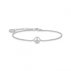 Armband Peace mit weißen Steinen silber