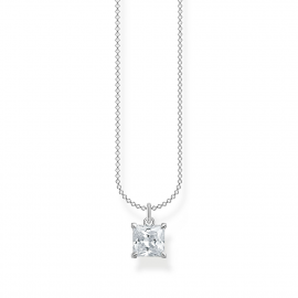 Kette mit weißem Stein silber