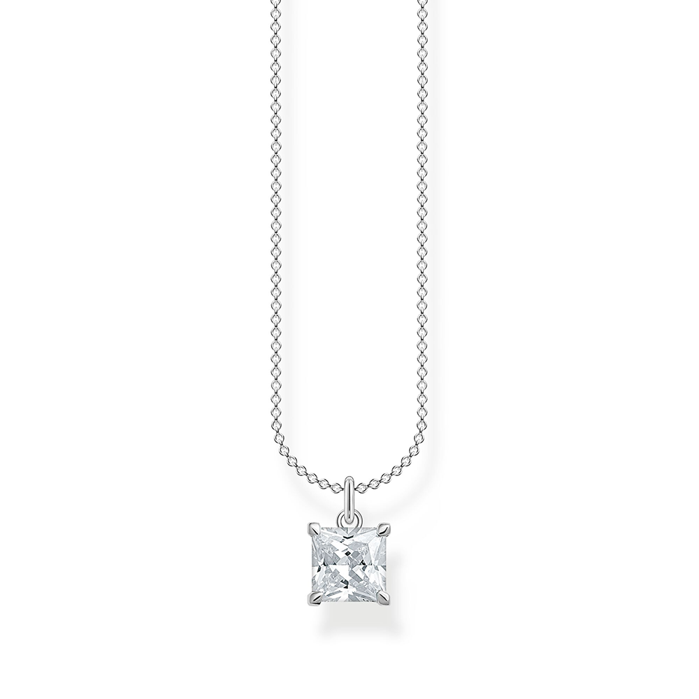 Kette mit weißem Stein silber