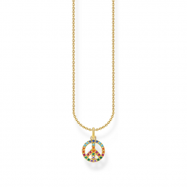 Kette Peace mit bunten Steinen gold
