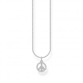 Kette Peace mit weißen Steinen silber